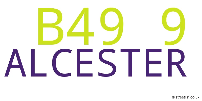 A word cloud for the B49 9 postcode